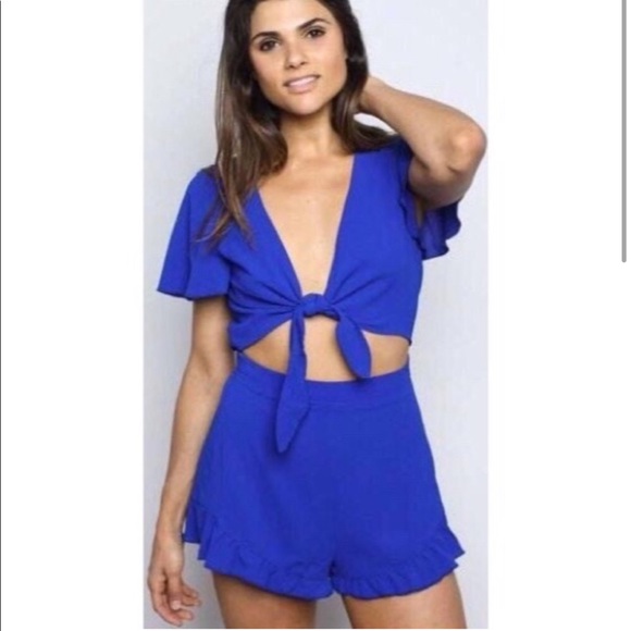 Show Me Your MuMu Pants - Show Me Your MuMu Tie Front Romper in blue
